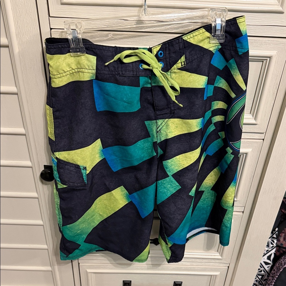 Stylish Men's Swim Shorts - Blue and Green